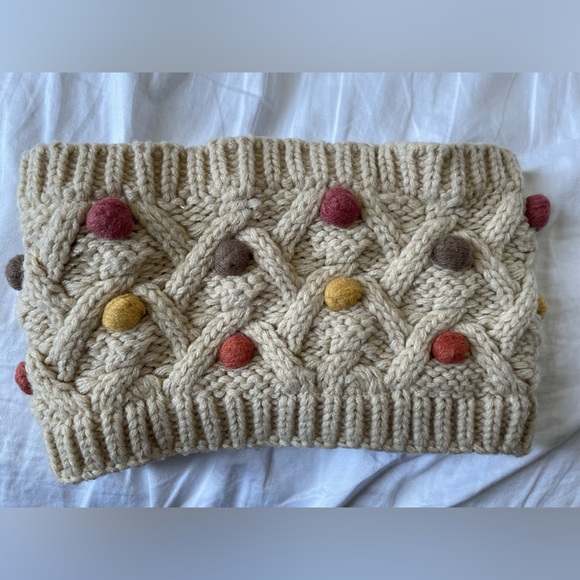 Zara toddler knit infinity scarf neck warmer with pom poms - Picture 1 of 2